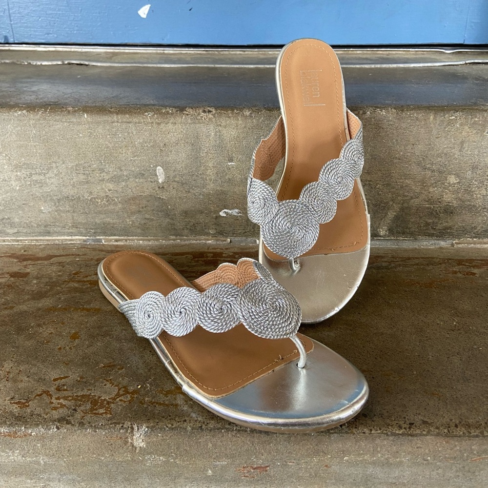 Lauren Blakwell silver thong style sandal